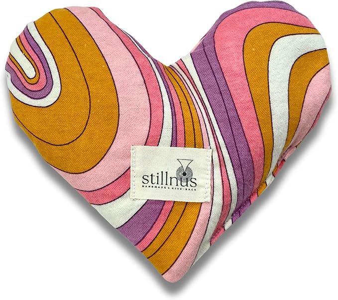 Weighted Heart Eye Pillow – Sensory Relaxation Tool for Anxiety, Sleep, and Meditation – Organic Lavender + Flaxseed – Retro Swirl Design – Stress Relief Gift for Women Under $40