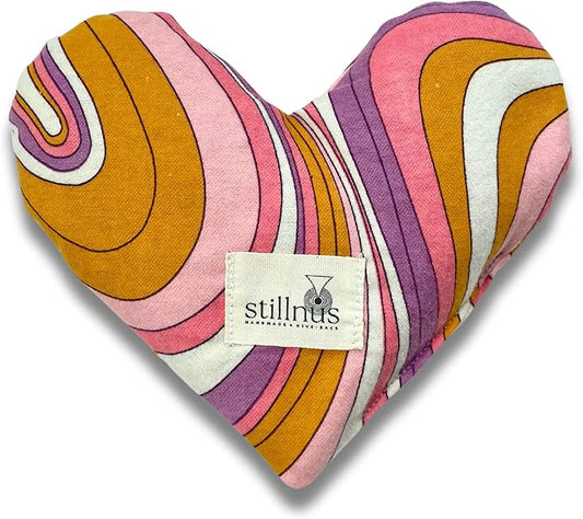Weighted Heart Eye Pillow – Sensory Relaxation Tool for Anxiety, Sleep, and Meditation – Organic Lavender + Flaxseed – Retro Swirl Design – Stress Relief Gift for Women Under $40