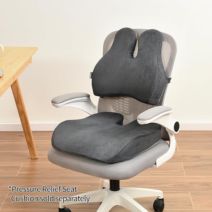 Lumbar Support Pillow for Office Chair and Car Seat - Memory Foam Back Cushion Improve Sitting Posture & Back Pain Relief, Lumbar Support Cushion with Adjustable Strap & Non-Slip