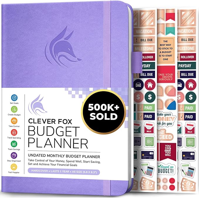 Clever Fox Budget Planner - Expense Tracker Notebook. Monthly Budgeting Organizer, Finance Logbook & Accounts Book, Bill Tracker, A5 (Lavender)