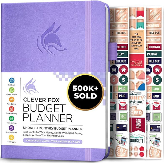 Clever Fox Budget Planner - Expense Tracker Notebook. Monthly Budgeting Organizer, Finance Logbook & Accounts Book, Bill Tracker, A5 (Lavender)