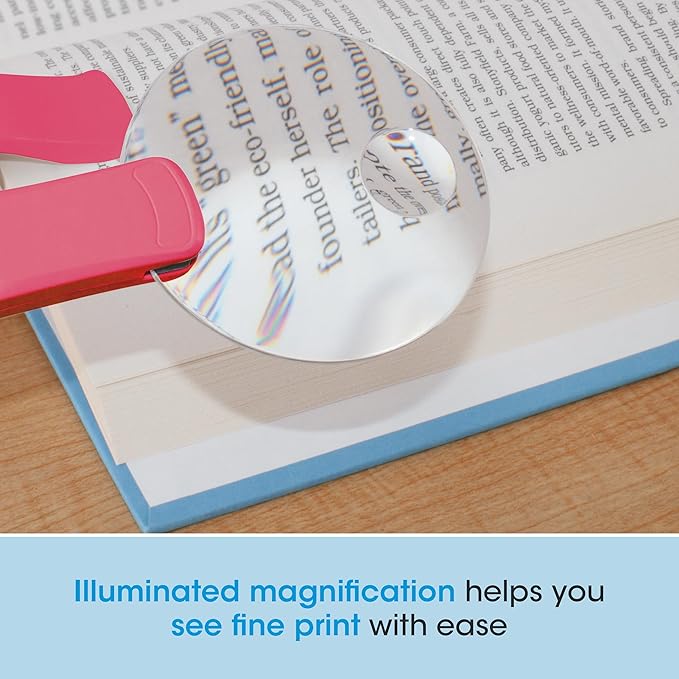 OttLite LED 2 in 1 Sewing Machine Light | Clip Lamp, Sewing Machine Lamp | Lighted 3X Optical Grade Magnifier, 5X Spot Viewer | Great for Home, Workshop (Pink)