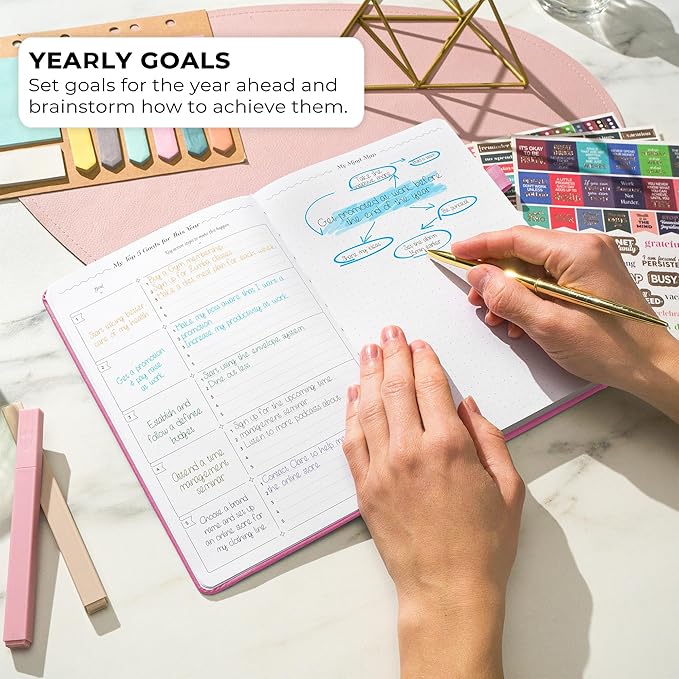 GoGirl Weekly Schedule Planner – Hourly Work & Life Planner with Time Slots – Vertical Agenda Organizer for Daily Productivity, A5 (Violet Blossom)