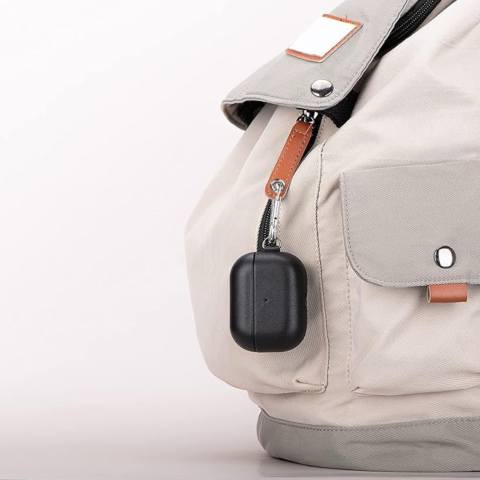 Leather Case for AirPods Pro 2nd Generation, Lopie AirPods Pro 2 Leather Case Cover with Lanyard and Keychain, Protective Case Fully-Wrapped with Top Grain Leather (Not for AirPods Pro 1st Gen) Black