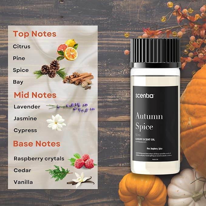 Autumn Spice Essential Oil – 50ml Fall Blend with Pumpkin Spice Notes | Diffuser Oil for Home, Halloween & Thanksgiving Décor | Aromatherapy, Candle & Soap Making