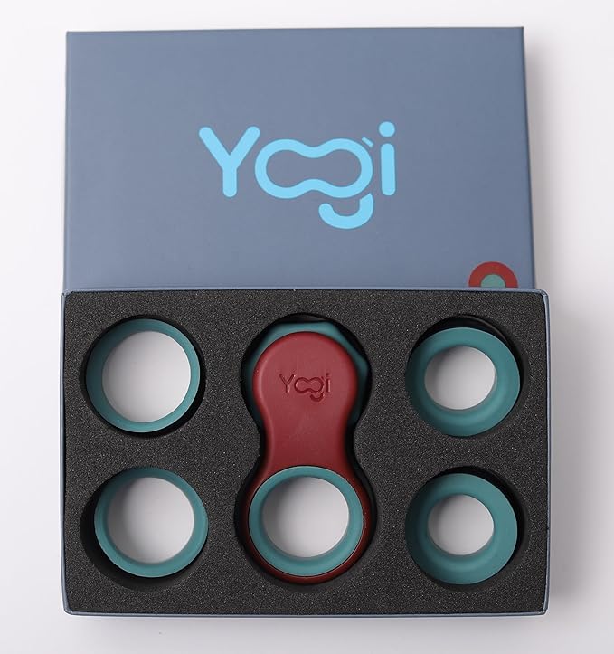 Yogi Fidget Toy – Silent Sensory Spinner for Adults & Kids – Stress Relief Fidgets for ADHD, Anxiety – Fidget Toys for Adults – Includes 5 Finger-Fit Rings – Work, School & Travel – Lava