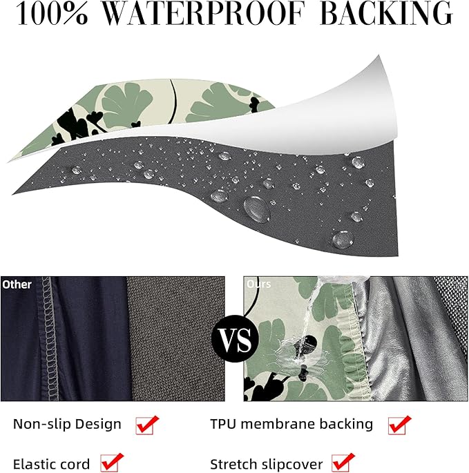 8Pcs Stretch Patio Cushion Covers Outdoor Cushion Cover, Jacquard Stretch Cushion Covers, Cover Replacement, Outdoor Sofa Covers, Washable Furniture Couch Cushion Cover (Green Vine)