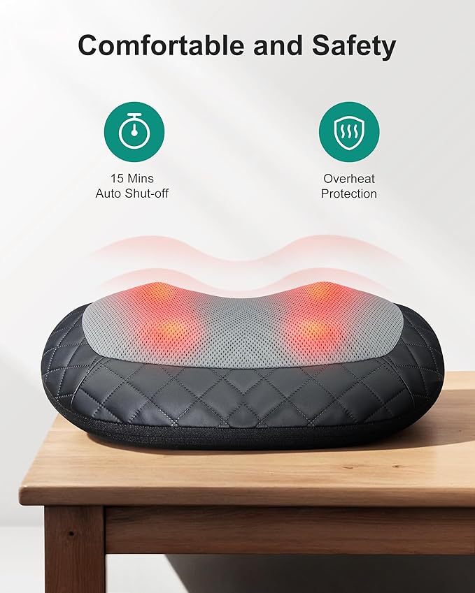 Snailax Shiatsu Back and Neck Massager with Heat, Electric Massager for Shoulder, Neck, Back, Kneading Deep Tissue Massage Pillow, Christmas Gifts