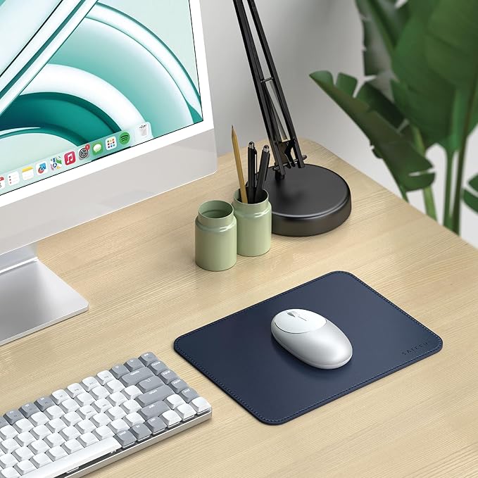 Satechi Vegan-Leather Mouse Pad, Ergonomic, Reversible, Scratch and Water Resistant, Easy to Clean, for Office and Home, 9.8" x 7.5" x 0.14" - Blue