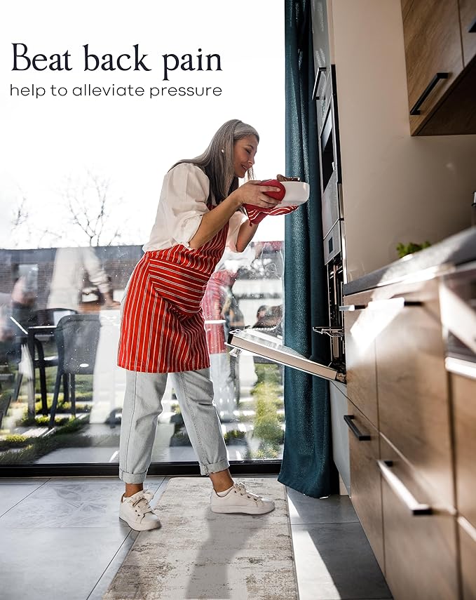 Anti-Fatigue Kitchen Mat Set – 2-Piece Memory Foam Cushioned Mats for Standing – Grant Beige, 18×30 & 18×60, 0.4 in Thick, Waterproof, Non-Slip – Homergy