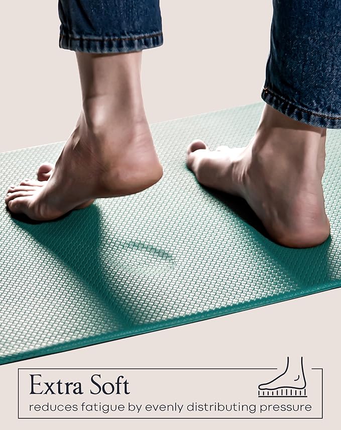 Anti-Fatigue Kitchen Mat Set – 2-Piece Memory Foam Cushioned Mats for Standing – Turquoise, 18×30 & 18×60, 0.4 in Thick, Waterproof, Non-Slip – Homergy