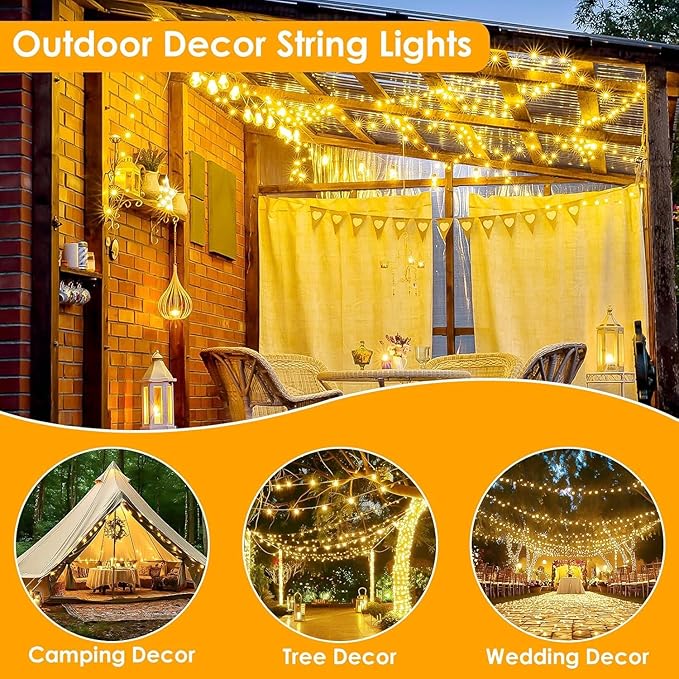 4Pack 80Ft 240LED Fairy Lights Battery Operated with Remote, Waterproof String Lights with Timer for Indoor & Outdoor, Twinkle Lights Battery Powered for Bedroom Christmas Decorations (Warm White)
