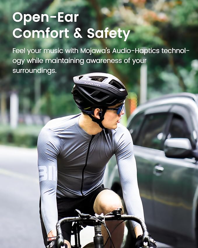 HaptiFit Terra Advanced Smart Sports Wearable, Open Ear Bluetooth Bone Conduction Headphones with Mic and 32GB MP3, Waterproof Wireless Earphones for Workouts, Swimming and Running, Grey