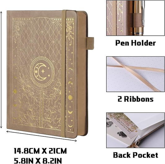 TIEFOSSI Bullet Dotted Journal Notebook, 160gsm 256 Numbered Thick Paper, A5 Hardcover Dotted Grid Diary for Women Men Work Writing, Bullet Dot Journaling, Drawing, 5.8 x 8.3 in