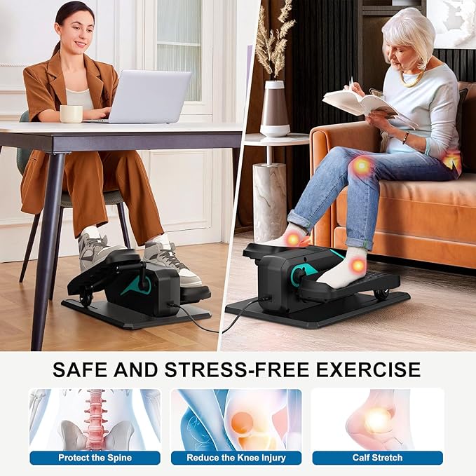 VIVURN-018 Under Desk Elliptical 5 Mode 12 Speed Low Impact Mini Electric Leg Exerciser As Seen on TV While Sitting for Seniors with Non-Slip Mat Quiet&Portable Seated Elliptical for Home and Office