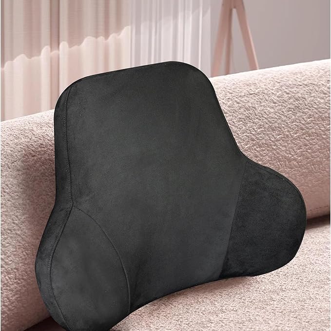 Soft Memory Foam Lumbar Support Pillow for Car Seat with Velvety Suede Cover – Comfortable Back Cushion for Drivers and Passengers