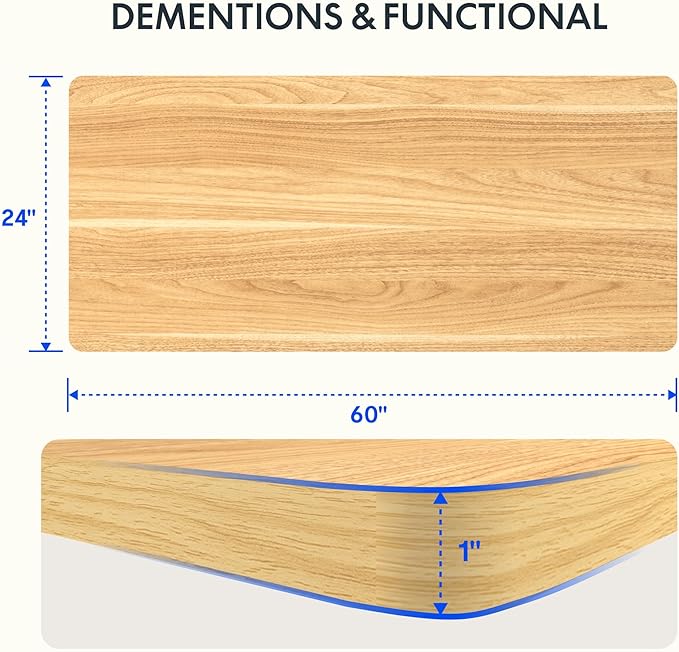 FLEXISPOT EN2 Whole-Piece Standing Desk with Clamp Power Strip, 60 x 24 Electric Stand Up Height Adjustable Desk with Cable Management (Gray Frame + 60" Maple Top, 2 Packages)
