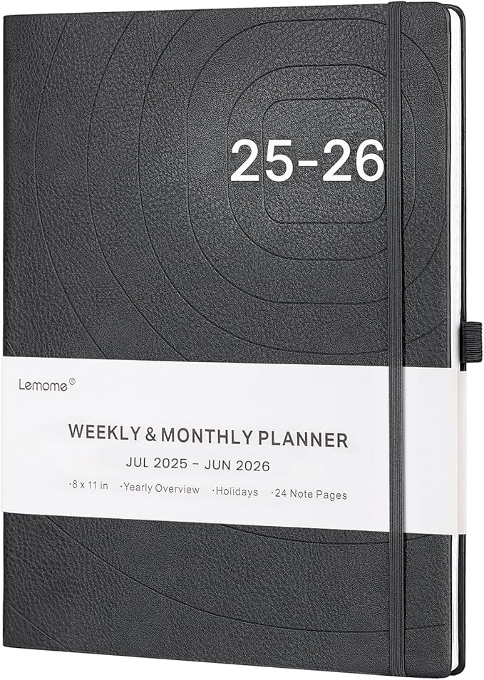 2025-2026 Planner-Weekly & Monthly Planner 2025-2026 with Pen Loop, to Achieve Your Goals & Improve Productivity, July 2025 - June 2026, Thick Paper, Inner Pocket, 8.5" x 11" - Grey