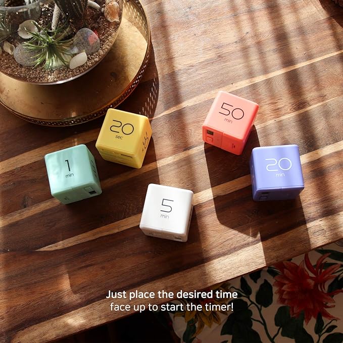 mooas Cube Timer (Coral), Timers Cube Flip Block Timers Productivity Gravity Sensor Time Management for Kids ADHD Classroom Kitchen Desk Workout Cooking Study 10, 30, 50, 60 min Timer Setting