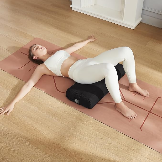 Meditation Cushion Bolster Pillow for Restorative Yoga – Supportive Cushion for Meditation, Pilates, and Relaxation – Filled with Buckwheat Hulls - Removable Cover