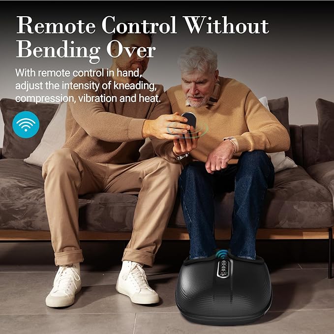 Foot Massager with Heat, Shiatsu Feet Massager with Remote Control, Multi-Level Compression Deep Knead Foot Massage for Neuropathy & Plantar Fasciitis, Fits Up to 13", Gifts