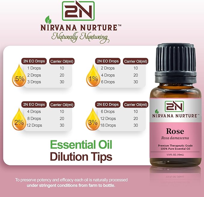 Rose Essential Oil 100% Pure Premium Therapeutic Grade, Undiluted - Aromatherapy Diffuser for Calm and Relaxation, Skin Care, Hair Care