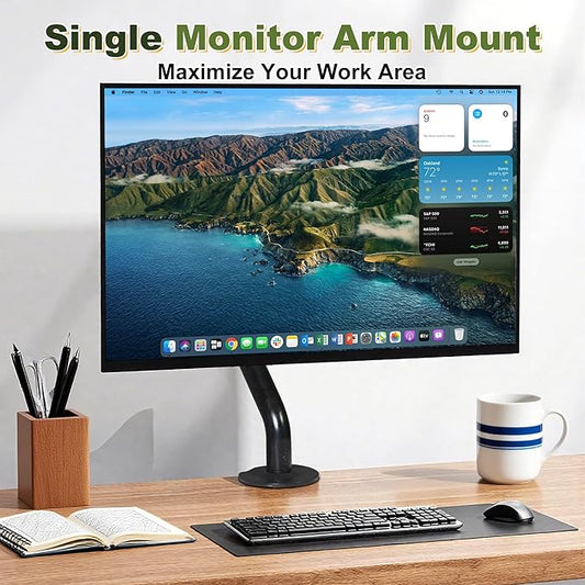NicBex Single Monitor Arm, Adjustable Monitor Mount Desk Stand for 15 to 32 inch Screens, Computer Monitors Gas Spring Arm Holds Up to 19.84 lbs, VESA Mount with 75x75/100x100 mm - Black