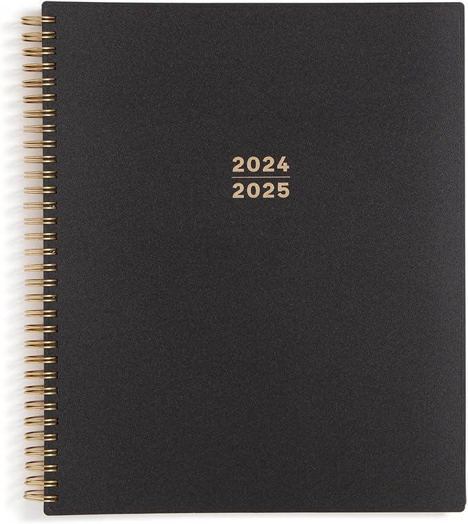 Blue Sky 17 Month 2024-2025 Academic Year Weekly and Monthly Planner From August 2024 - December 2025, 8.5" x 11", Flexible Cover, Wirebound, Black (150658)