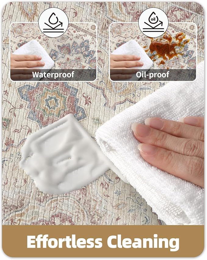 Color&Geometry Kitchen Floor Mats Anti Fatigue, Cushioned Boho Rugs,Waterproof Non Slip Kitchen Runner for Sink, Standing Mats for Office,24"x87",Oatmeal