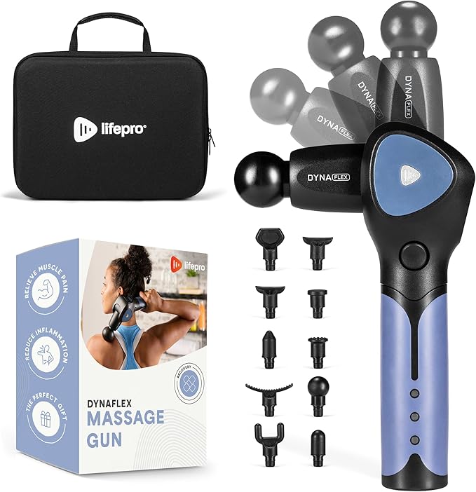 LifePro Percussion Massage Gun FSA HSA Eligible– Deep Tissue Handheld Massager for Athletes – Muscle Recovery Tool for Men & Women – Quiet, Portable with Attachment Heads & Travel Case