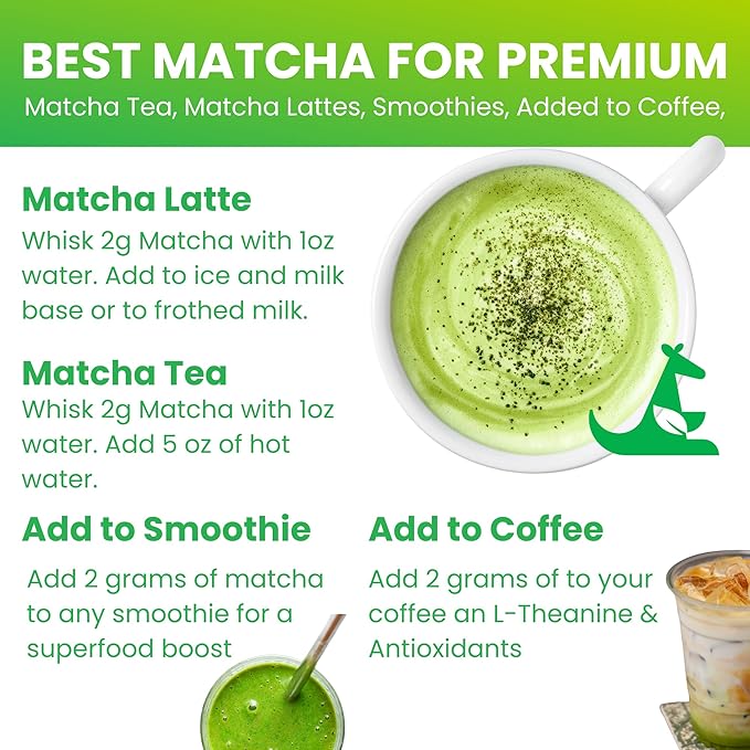 Miaroo Ceremonial Grade Matcha Green Tea Powder (50g) | Certified Organic Japanese Matcha with Collagen (Premium Wellness Blend)