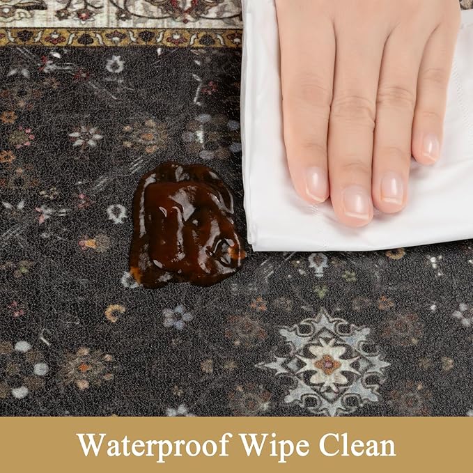 Pauwer Anti Fatigue Kitchen Mat Set of 3 Non Slip Kitchen Mats for Floor Cushioned Kitchen Rugs Comfort Standing Mat Farmhouse Waterproof PVC Foam Kitchen Floor Mat Runner, Black