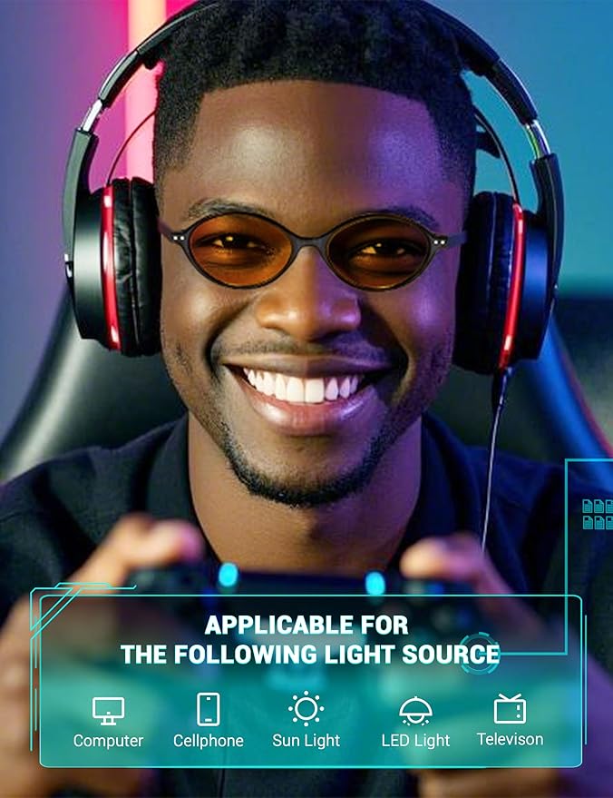 TIJN Olisa Blue Light Blocking Glasses for Women Men,Oval Glasses Frame Bluelight Glasses for Gaming/Computer/Screen