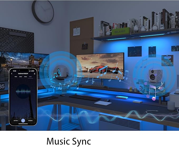 Smart Under Cabinet Lights, LED Light Bar, White & RGB Multi Color Changing Counter Lighting. Alexa Google App Controlled Lamp for Kitchen ,Shelf, Bookcase, above Sink, Desk (1-Bar 20 Inch Kit)