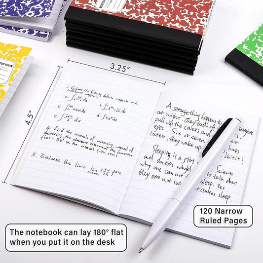 feela 70 Pack Mini Composition Notebook Bulk, Cute Pocket Composition Note Pad, Small Journal Notebooks for Students College School Supplies, 4.5" X 3.25", Narrow Ruled, 5 Marble Covers