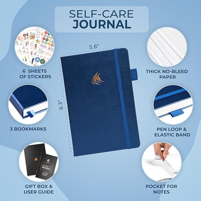 Clever Fox Self-Care Journal Premium – Daily Gratitude & Mental Health Notebook for Women – Reflection & Personal Development Journal (Mystic Blue)