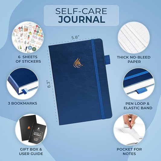Clever Fox Self-Care Journal Premium – Daily Gratitude & Mental Health Notebook for Women – Reflection & Personal Development Journal (Mystic Blue)