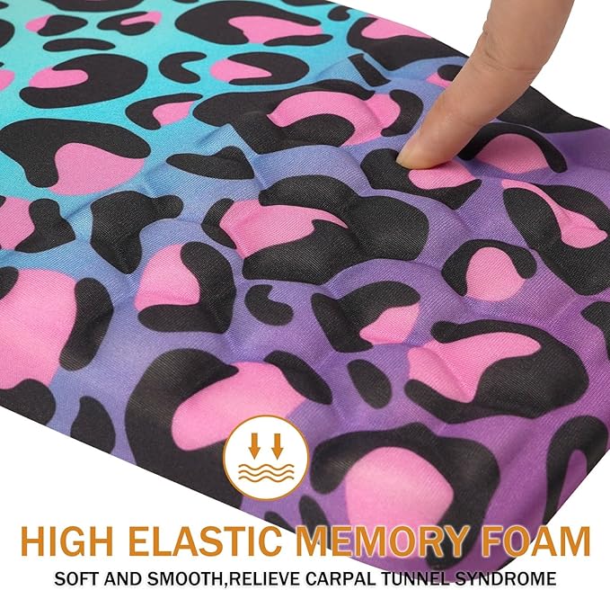 Ergonomic Mouse Pad Wrist Support,Upgrade Mousepad with Massage Design,Non-Slip PU Base Desktop Mouse Pads for Pain Relief, Computer, Office & Home,12 x 8 in（F-Purple Leopard）