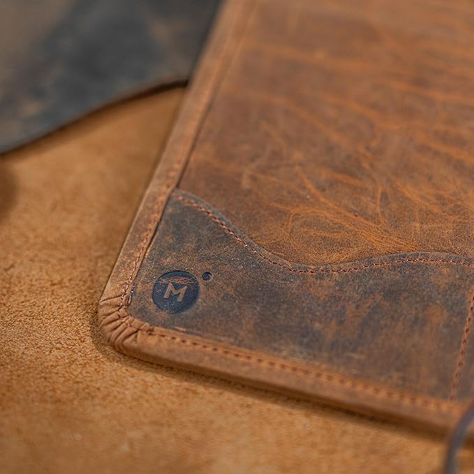 Moonster Leather Portfolio Professional Organizer Padfolio – Resume Folder with Luxury Pen - Leather Binder Portfolio Writing Pad with Business Card Holder - Portfolio Folder for Men & Women