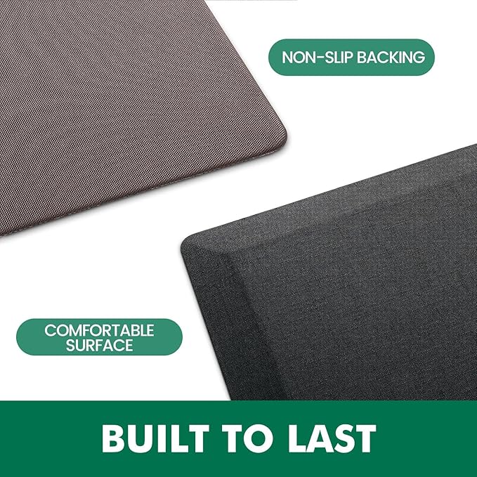 LUMI Anti Fatigue Cushioned Comfort Mats for Standing, 3/4 Thick Ergonomic Mats for Desk Office, Non-Slip, Ultra Soft, Memory Foam Rugs for Home, Kitchen, Laundry, 20"x39", Light Black