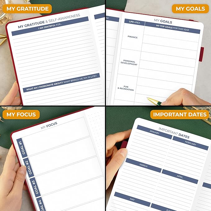 Clever Fox Daily Planner 2nd Edition – Undated Time Block Task Organizer with Hourly Schedule & To-do list – A5, 6 Months (Red)