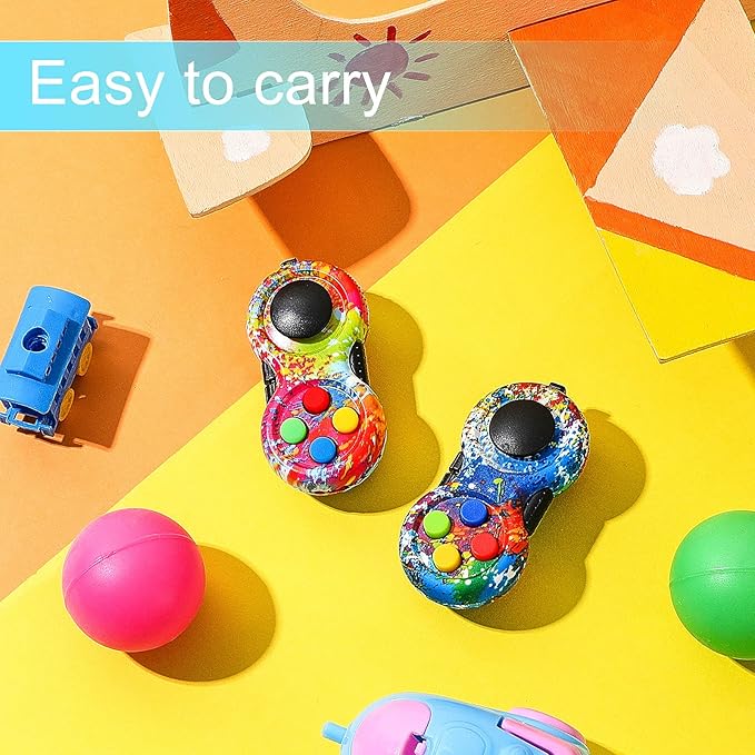 Skylety 2 Pcs Fidget Toys for Adults Fidget Pad Christmas Basket Stuffers Stress Relief Cube Clicker Controller Sensory Educational Toy for ADHD Autism Spinner(Graffiti Style)