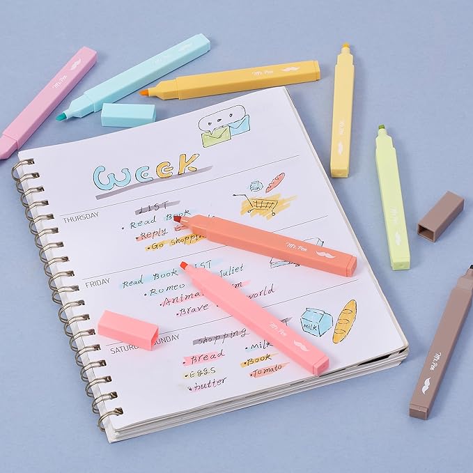Mr. Pen- Aesthetic Highlighters, 8 pcs, Chisel Tip, Autumn Colors, Cute Highlighters Assorted Colors