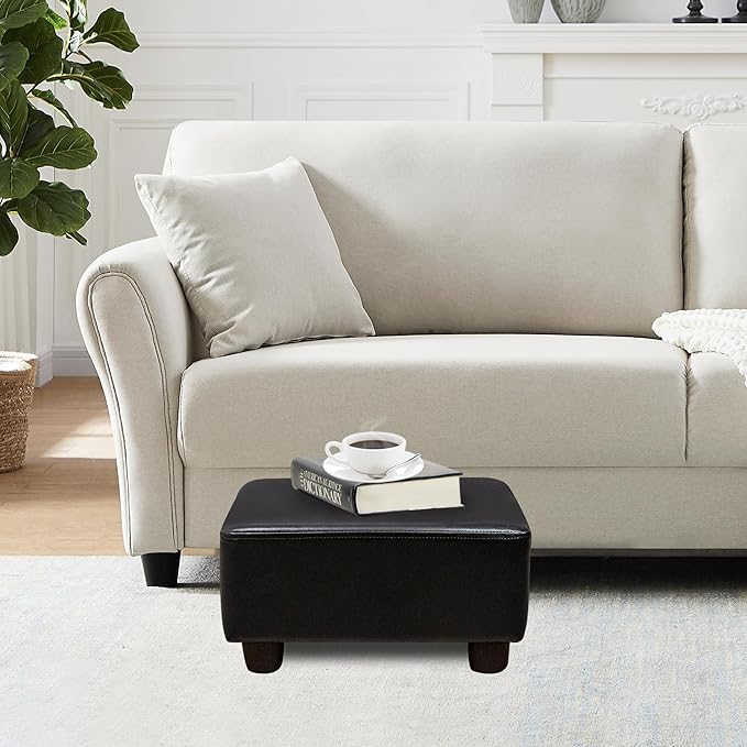 CAROLMADE Small Foot Stool Ottoman Footstool with Legs Under Desk Footrest for Living Room Bedroom and Office, Black