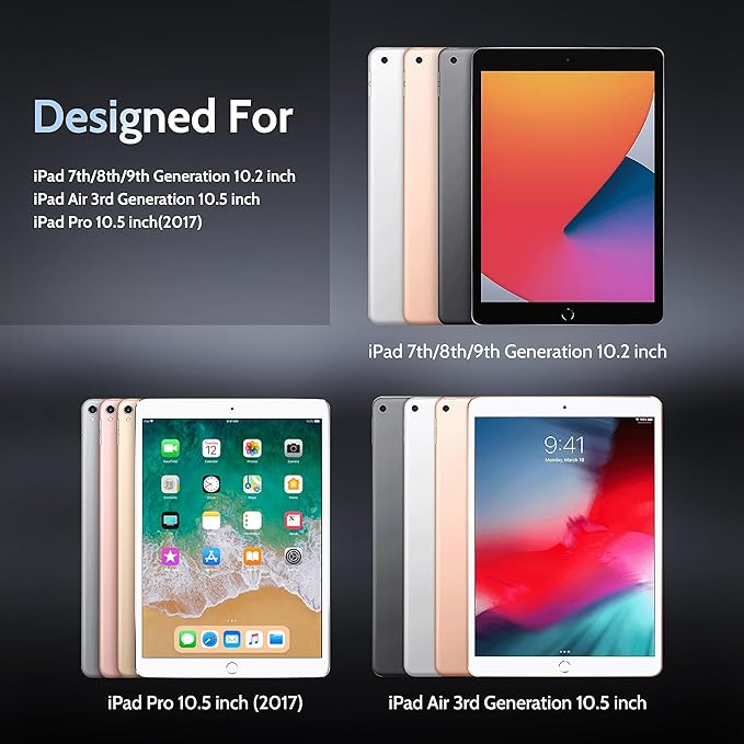 4-Way Magnetic Privacy Screen Protector for iPad 9th 8th 7th 10.2 Inch & iPad Air 3th & iPad Pro 10.5", Removable 360 Spy Black Security Filter