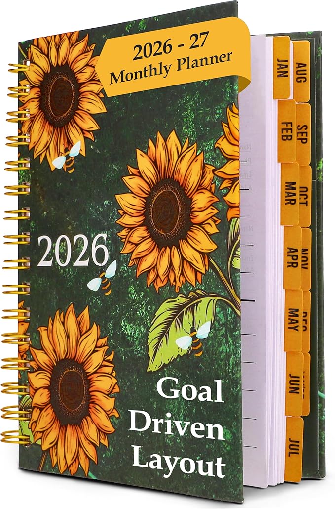 Agenda 2026-2027 Monthly Planner with Notes – JAN 2026- JAN 2027 Monthly Planner/Weekly Layout and Goal Setting Tabs for Students and Professionals, Soft Cover Organizer Notebook