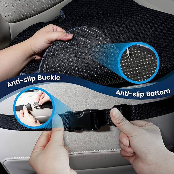 GSPSCN Car Seat Cushion Pad Memory Foam Heightening Wedge,Driver Seat Cushion Pillow to Relief Sciatica & Back Coccyx Tailbone Pain in Office Chairs,Car Seat,Wheelchair,Computer Desk Chair