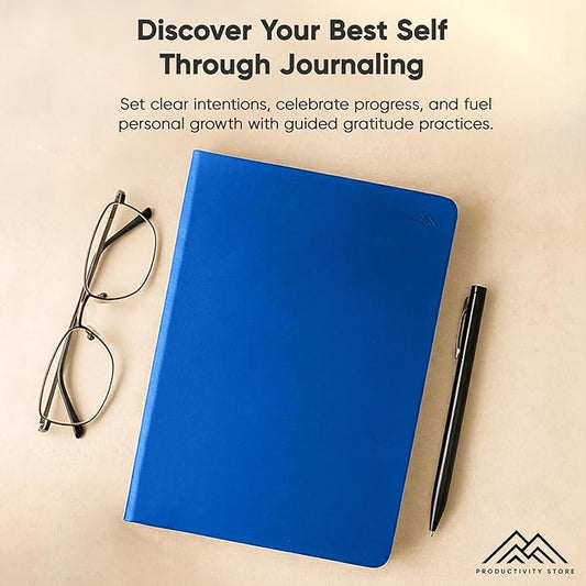 PRODUCTIVITY STORE Gratitude & Self-Care Journal - Guided Mindfulness & Mental Health Journal All-in-One with Prompts for Self Discovery - Daily Journal for Men & Women (A5, Navy)