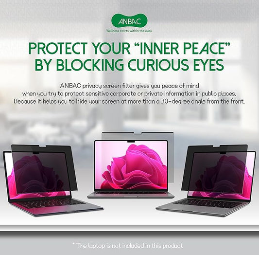 Laptop Magnetic Privacy Screen Protector for 14 inch MacBook Pro (2024, M4, M4 Pro, M4 Max / 2023, M3 Pro, M3 Max, M2 Pro, M2 Max / 2021, M1) - Blue Light Blocking Screen Shield, Anti-Smudge Computer Security Screen Filter