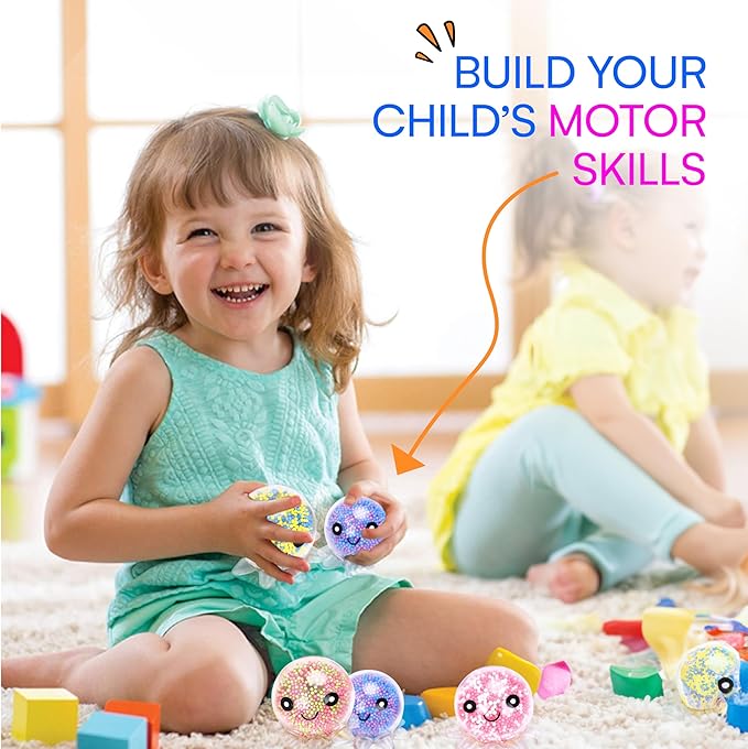 Neliblu Squishy Octopus Balls - Jumbo Mochi Squishy Toys - Easter Basket Stuffers for Teens - Glow-in-The-Dark - Stress Balls for Kids and Adults - 2.3x1.8x1.7 inches (Multicolor) Set of 10